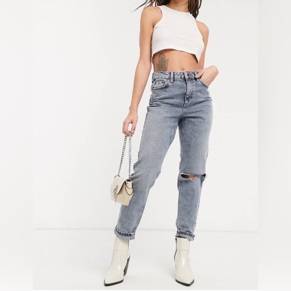 Topshop double knee rip mom jeans